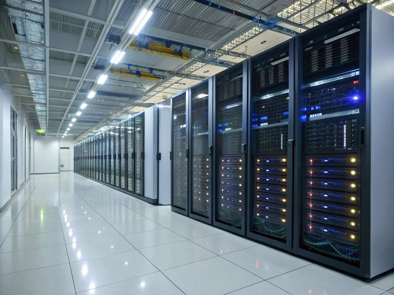 A professional photograph depicting a modern cloud data center, showcasing servers and networking equipment, symbolizing the CloudOps market.